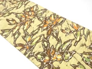 草花模様織り出し　名古屋帯